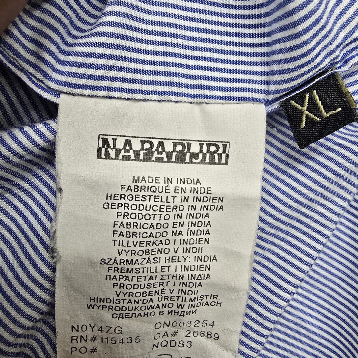 Napapijri Men's Blue White Pinstripe Cotton Shirt XL