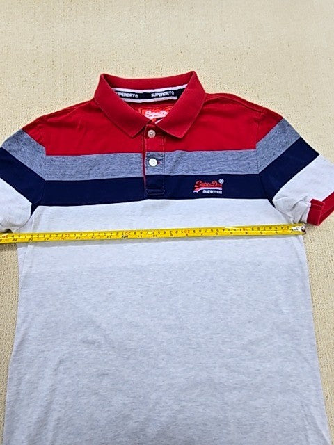 Superdry Men's Multi Striped Short Sleeve Polo Shirt M Medium