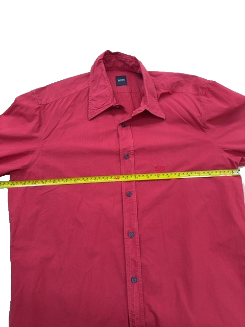 Hugo Boss Red Slim Fit Long Sleeve Cotton Dress Shirt Men's L