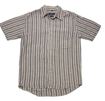 Mcneal Linen Shirt Men Stripe Short Sleeve | Size: L