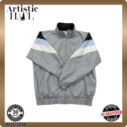 Challenger Men's Gray Jacket – Size 4, Striped, Long Sleeve