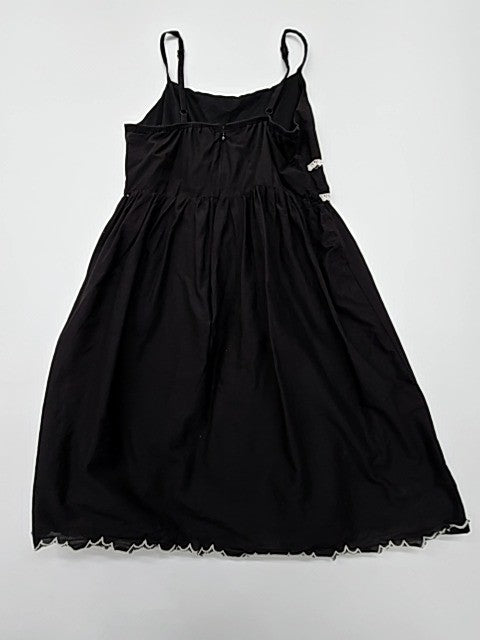 Evie Girls Black Floral Lace Trim Fit & Flare Dress Size 8