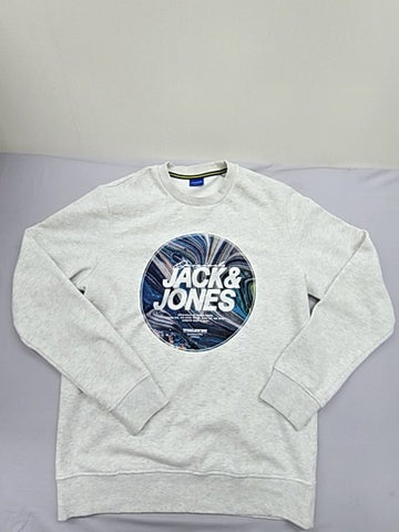 Jack & Jones Originals Grey Printed Crewneck Sweatshirt Men's L
