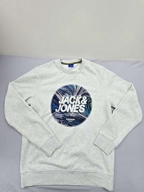Jack & Jones Men's Gray Sweatshirt – Size L, Crew Neck
