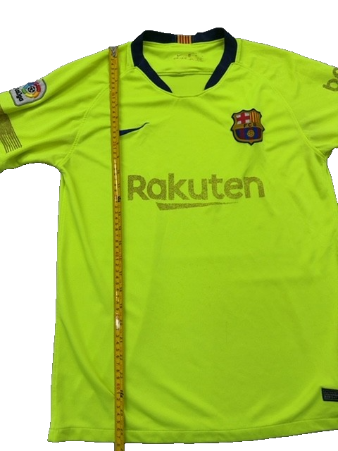 Nike Youth Neon Yellow FC Barcelona Soccer Jersey Dri-FIT Short Sleeve