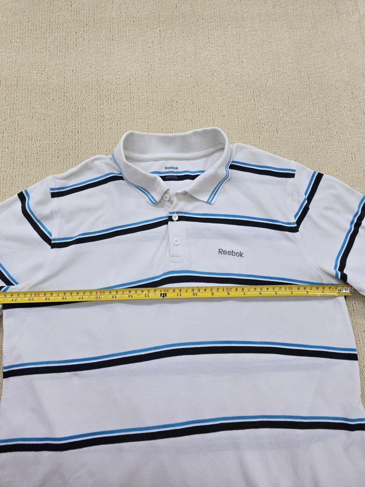 Reebok Vector Striped White Men's Short Sleeve Training Polo Shirt