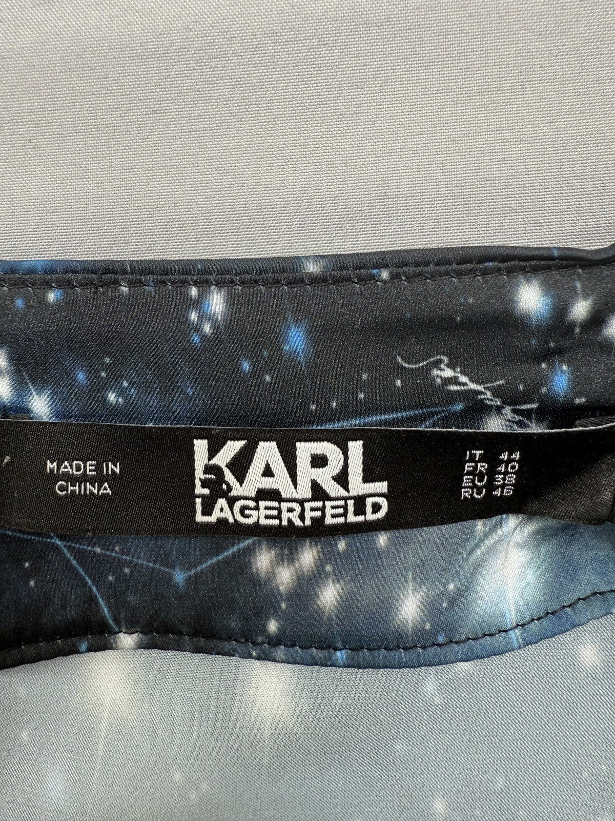 Karl Lagerfeld Galaxy Celestial Black V-Neck Long Sleeve Dress