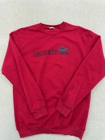 Lacoste Men's Red Fleece Sweatshirt Size L Embroidered Logo