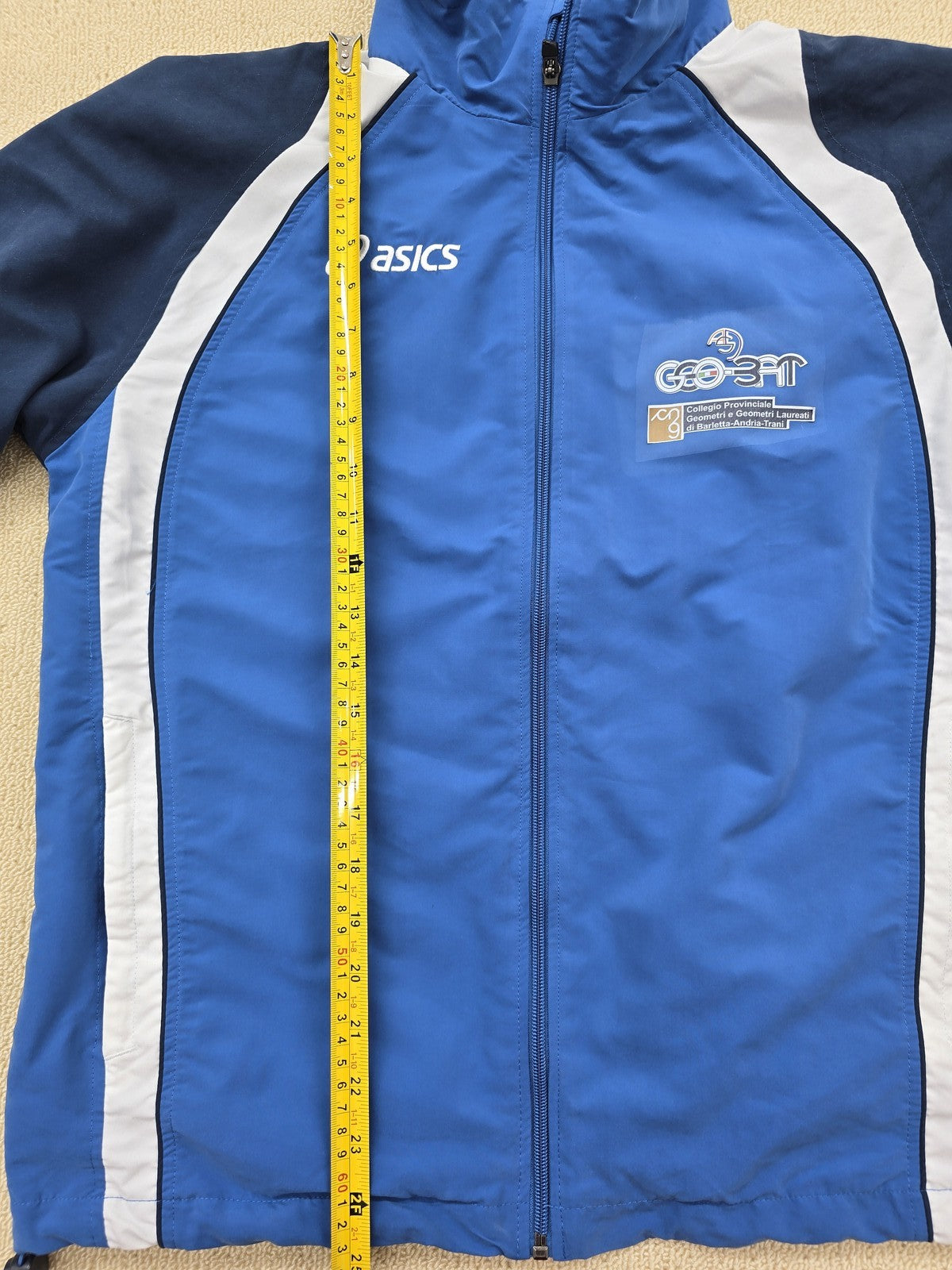 ASICS GD Striped Track Jacket Men's M Navy Blue White Nylon Zipper