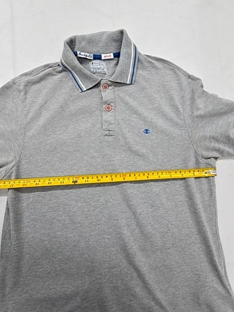 Champion Gray Men's Short Sleeve Polo Shirt Medium Regular Fit