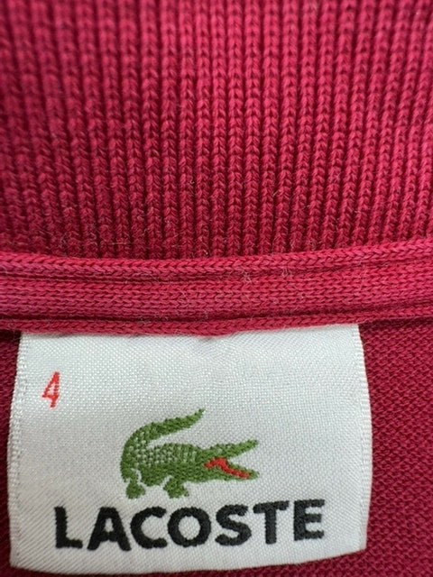 Lacoste Boys Burgundy Logo Polo Shirt Size 4 Button Cotton Knit Casual