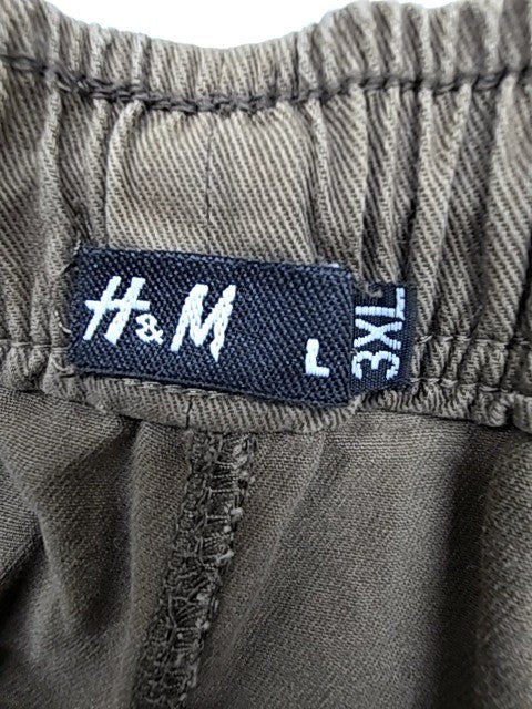 H&M Olive Green Cotton Drawstring Casual Pants L Unisex