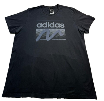 Adidas Men'S Black Graphic T-Shirt Grey Abstract Wave Logo Short Sleeve Size Xl