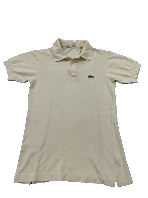 Lacoste Men's Cream Short Sleeve Polo Shirt Vintage France Croc Logo