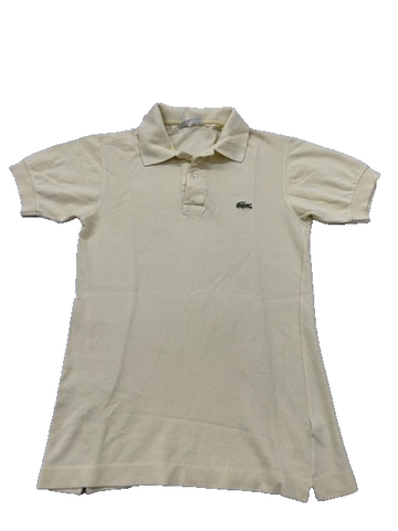 Lacoste Men's Cream Short Sleeve Polo Shirt Vintage France Croc Logo