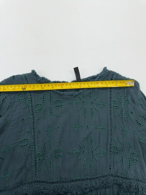 t.r.f Girls Teal Eyelet Knee-Length Dress Size L