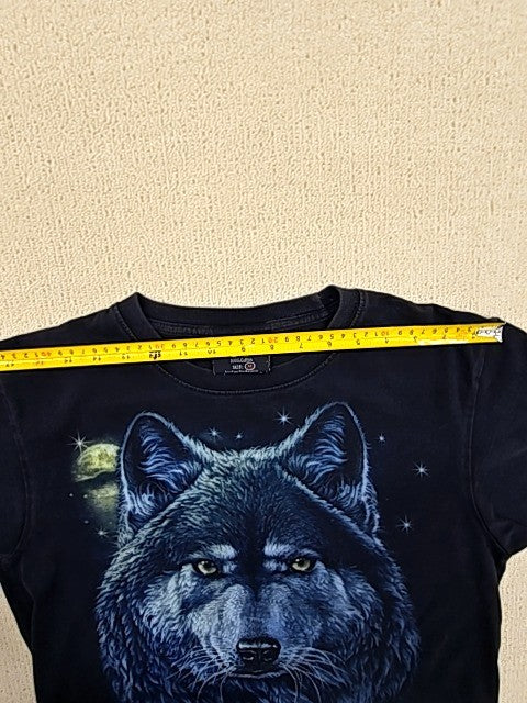 Rock Chang Black Wolf Graphic T-Shirt Medium Cotton Crew