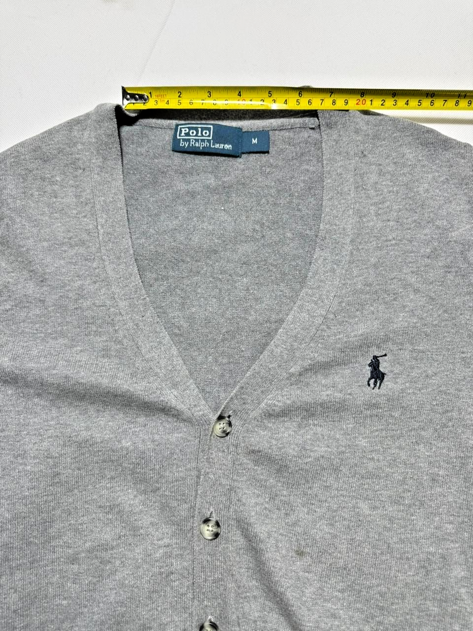 Polo Ralph Lauren Knit Grey Cardigan Sweater Vintage - Size M