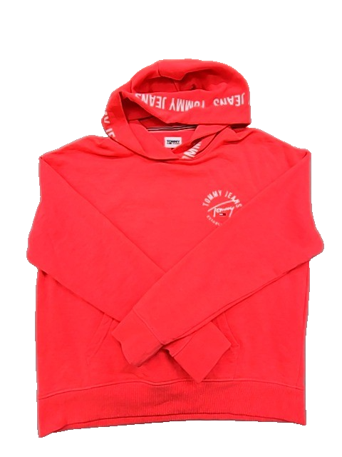 Tommy Jeans Men's Red Hot Linear Logo Hoodie Size M Cotton Blend