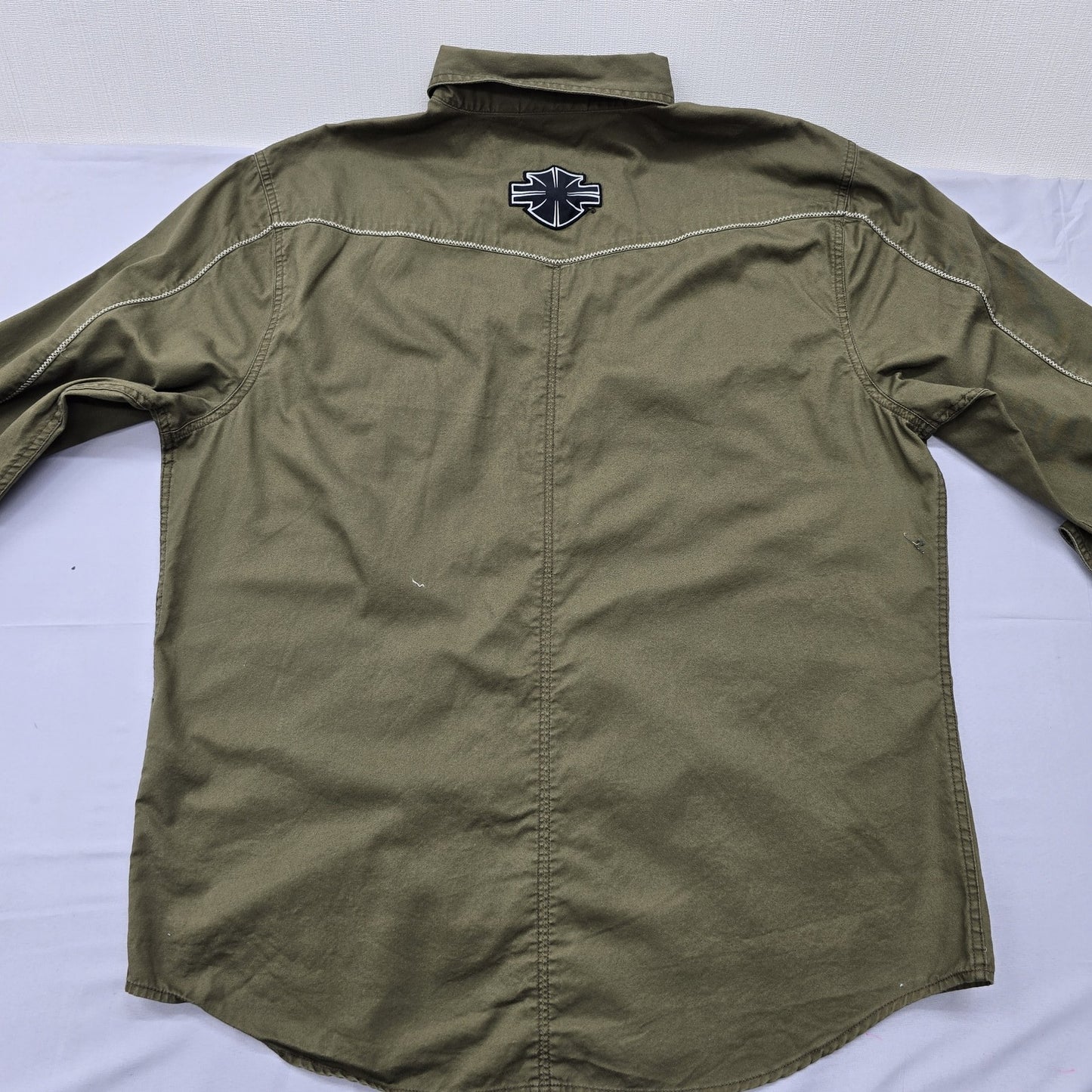 Harley-Davidson Men's Olive Green Long Sleeve XL Button Front Shirt