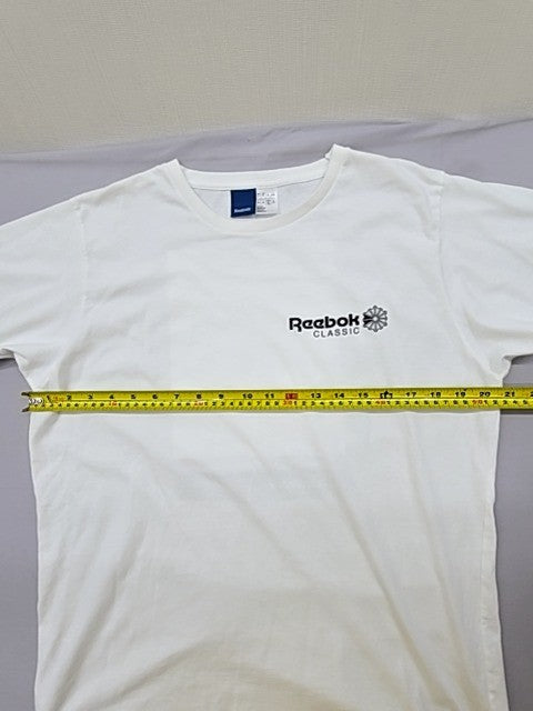Reebok Men's White Short Sleeve T-Shirt XL Logo Crewneck Italy