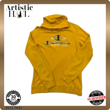 Champion Unisex Yellow Running Club Pullover Hoodie XL Fleece