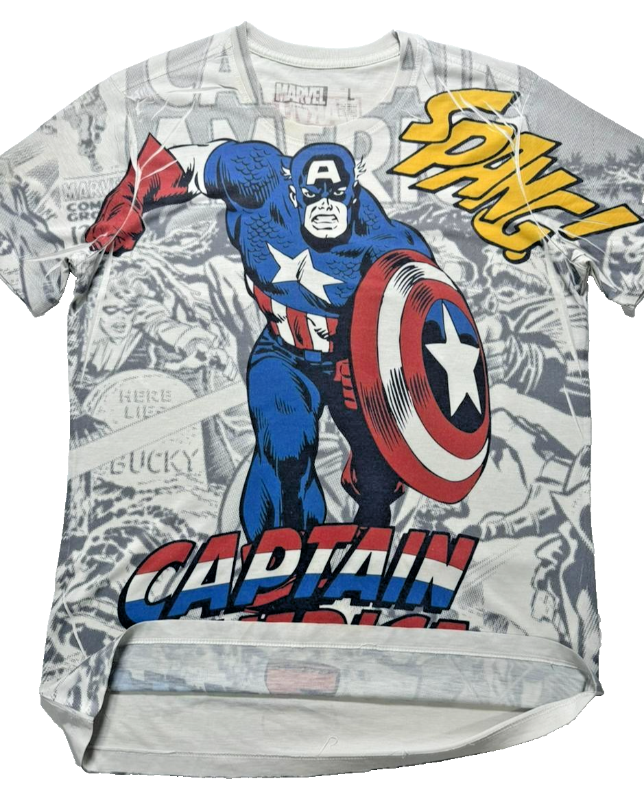 Marvel Captain America Rotella Shield Official Men's T-Shirt - Size L