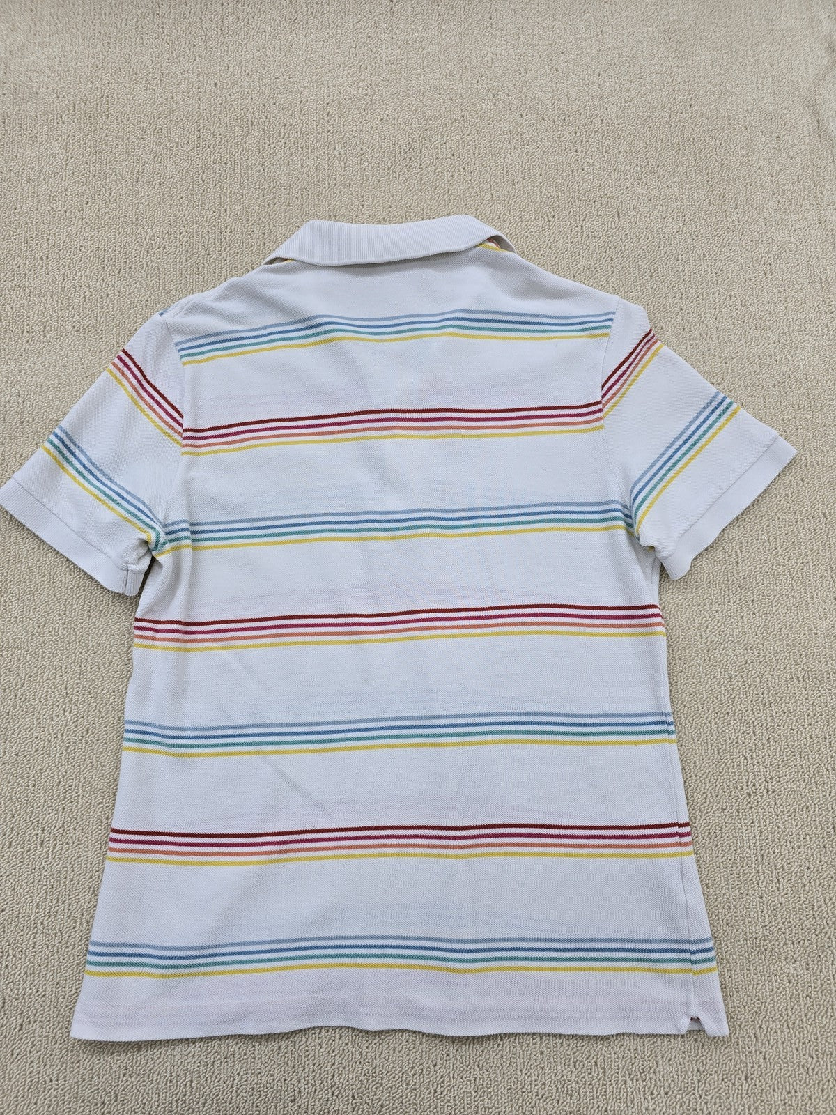 Lacoste Classic White Striped Cotton Pique Polo Men Sz 4 Short Sleeve