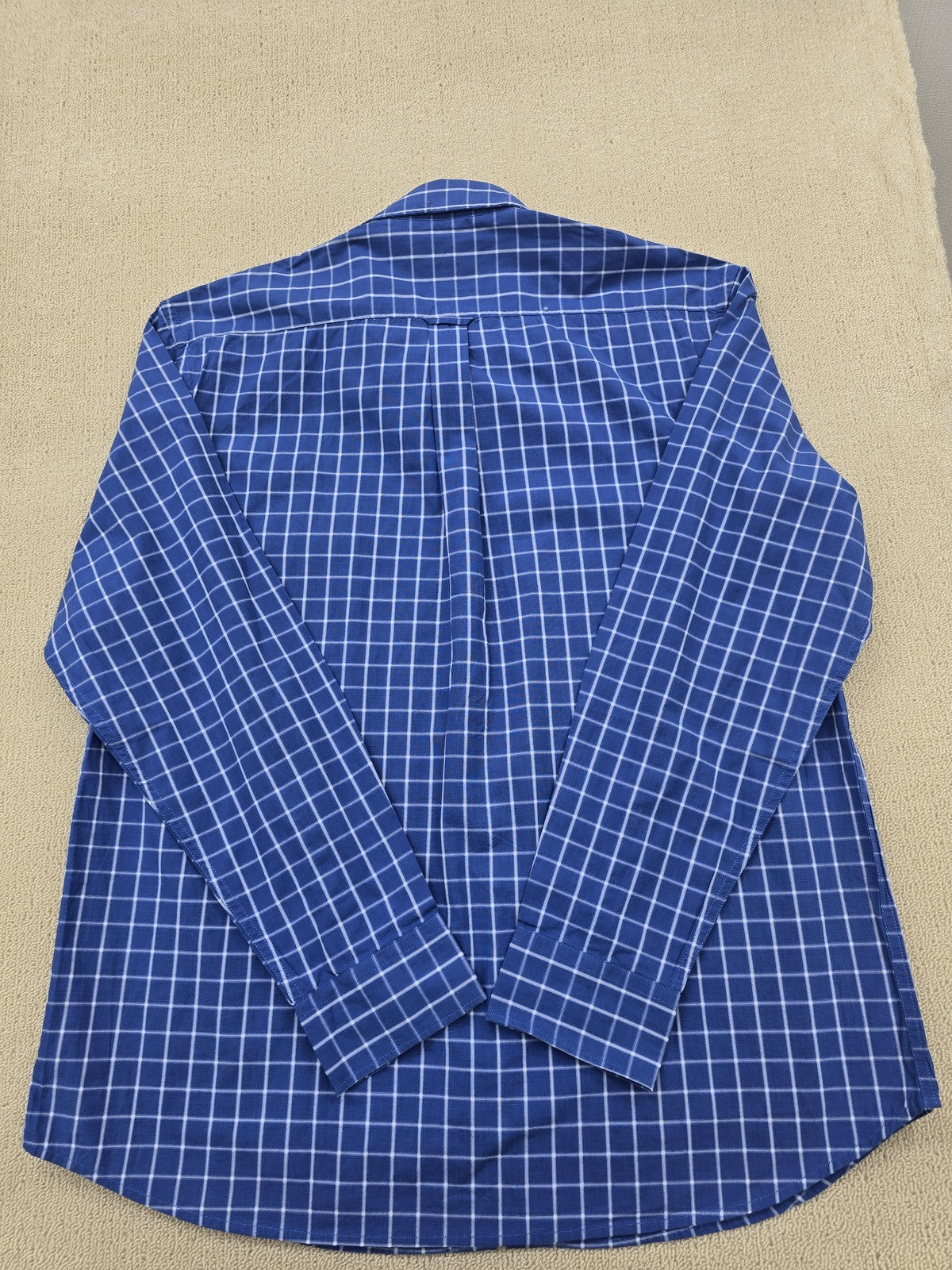 La Martina Men's XXL Blue Checked Cotton Dress Shirt Tailored Long Sleeve
