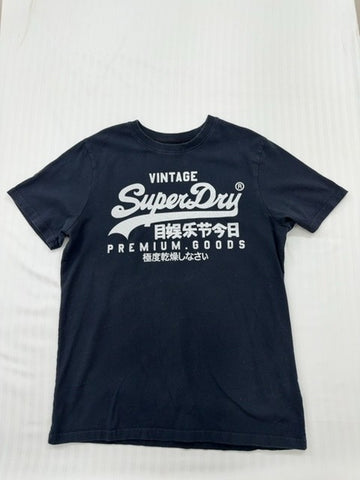 Superdry Men's Navy Vintage Logo T-Shirt Size L Premium Cotton