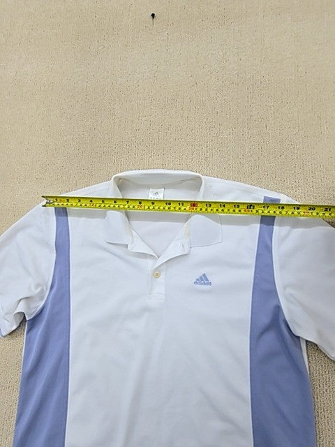 Adidas Men's White Stripe Polo Shirt XL Short Sleeve 3 Stripes