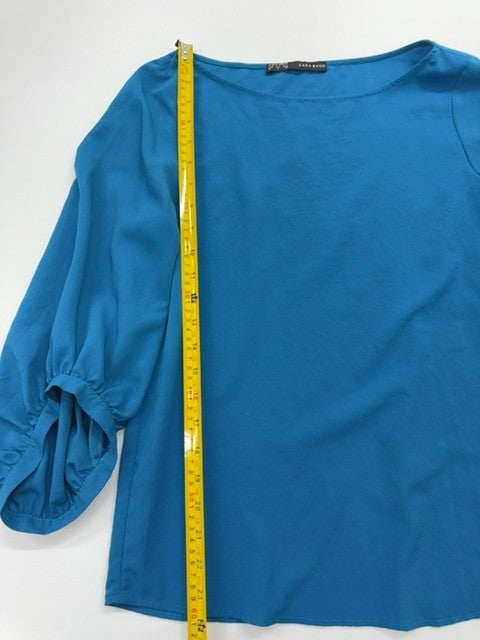 Zara Basic Women's Teal Puff Sleeve Blouse Size S