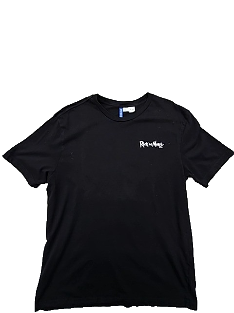 H&M Men's Rick and Morty Black T-Shirt M Cotton Short Sleeve