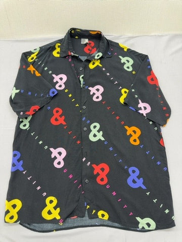 ASOS Unisex Pride Multicolor Button Down Shirt Size S Ampersand Print