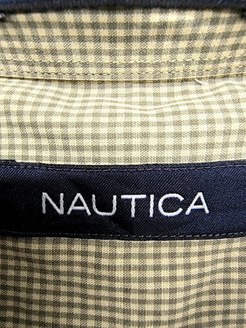 Nautica Men's Gray Checkered Dress Shirt 16x34/35 100% Cotton