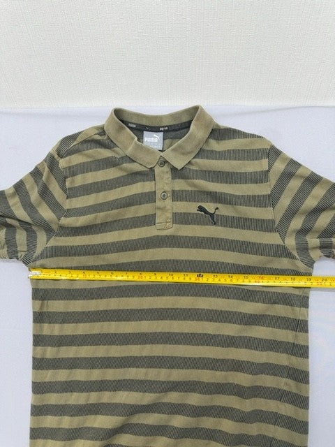 Puma Men's M Short Sleeve Khaki Stripe Polo Shirt