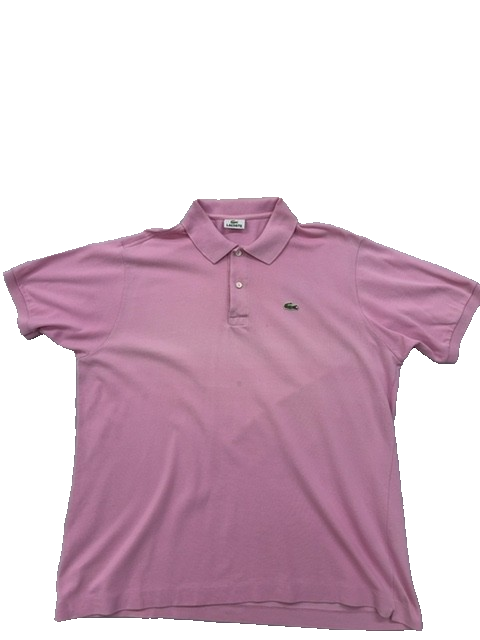 Vintage Lacoste Men's Pink Polo Shirt – Size 6, Slim Fit, Short Sleeve