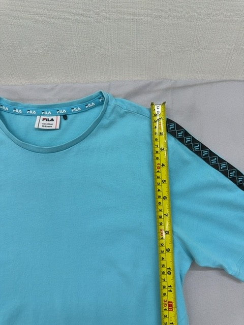 Fila Turquoise Logo T-Shirt 15-16Y Short Sleeve Contrast Bands NWT
