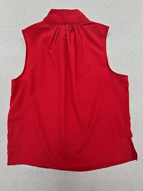 French Connection Red Sleeveless Blouse Stand Collar Women's Regular Size 12