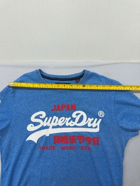 Superdry Men's Japanese Blue L Short Sleeve Crew Neck T-Shirt M10007HODD1