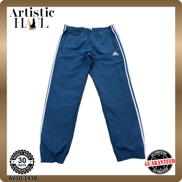 Adidas Men's Navy Track Pants M Tapered 3-Stripes Zipped Pockets