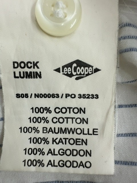 Lee Cooper Boys Light Blue Striped Polo Shirt Size XL Casual Button-Up