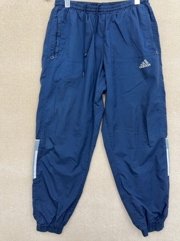 Adidas Men's Navy Track Pants Size M Tapered Three Stripes