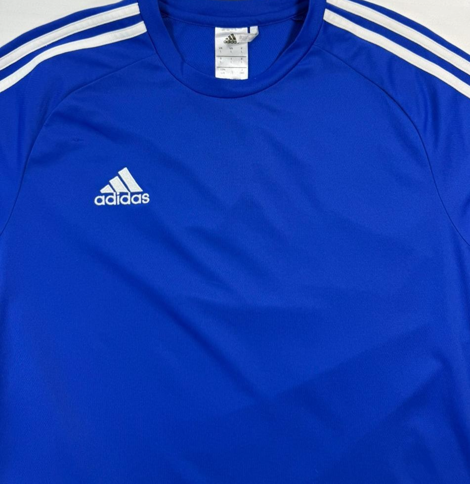 Adidas Men's Royal Blue Climalite Training T-Shirt White 3-Stripes Size L