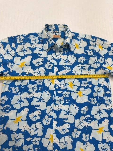SADS Men's Blue Hawaiian Hibiscus Shirt XL Cotton Short Sleeve