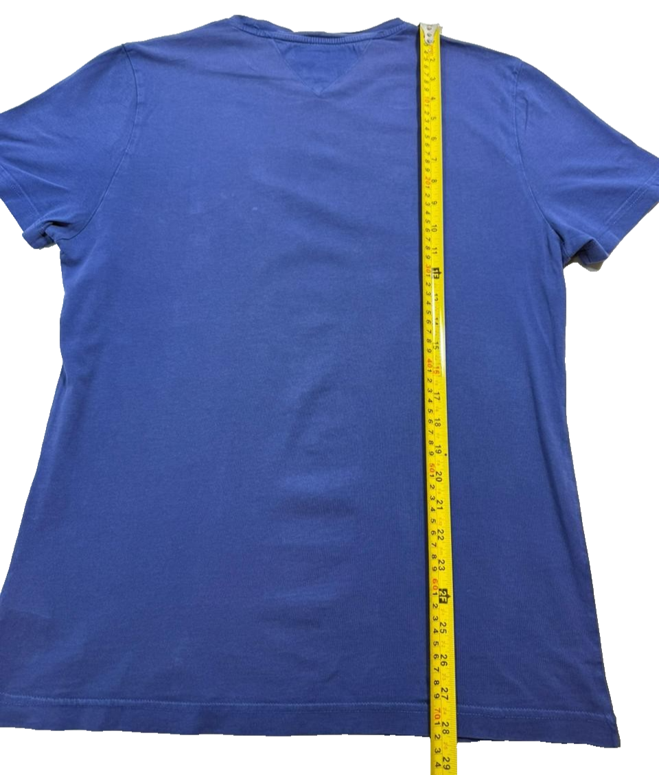 Tommy Hilfiger Men's Blue Organic Cotton T-Shirt Logo Short Sleeve Size L