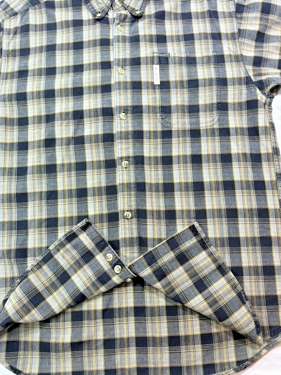 Columbia Men's Long-Sleeve Button-Up Plaid Shirt In A Brown And Beige - Size M