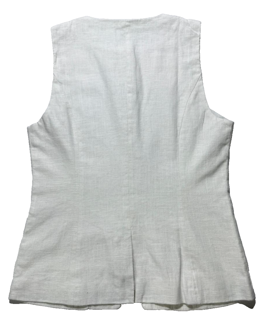 Cotton On Sienna Linen Cotton Vest In Off White - Size Us 6