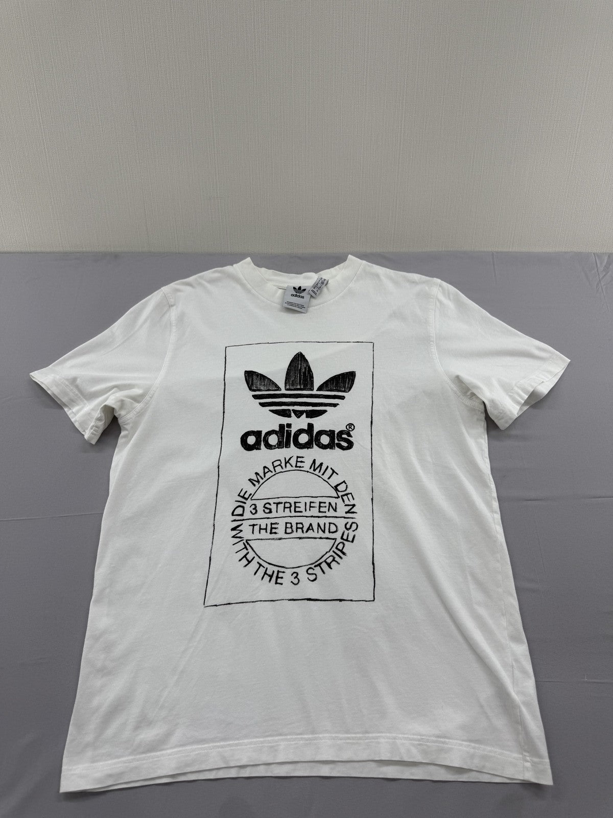 Adidas Originals 3 Stripes White Cotton T-Shirt Men's M Regular