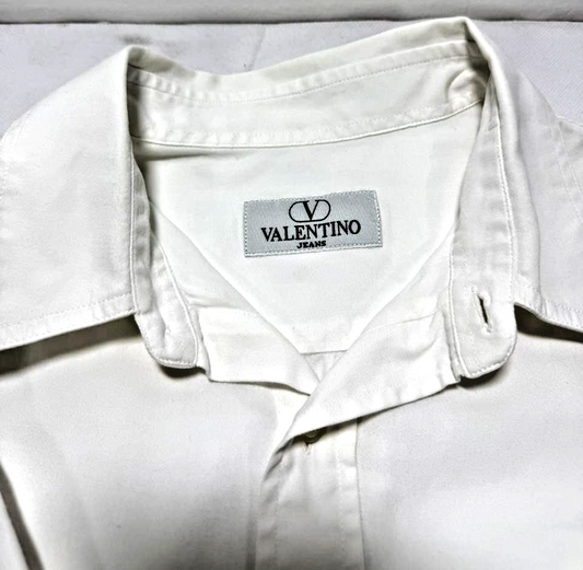 Valentino Jeans Men's Long Sleeve Shirt | Size: M | White | Botton Up